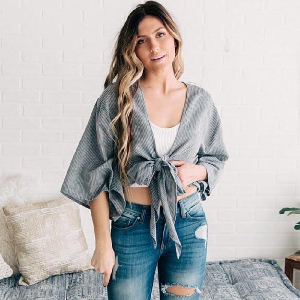 Louise Striped Wrap Top